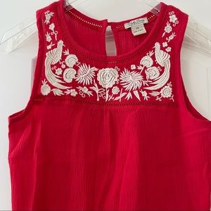 Lucky Brand Red Embroidered Sleeveless Tank Size XS